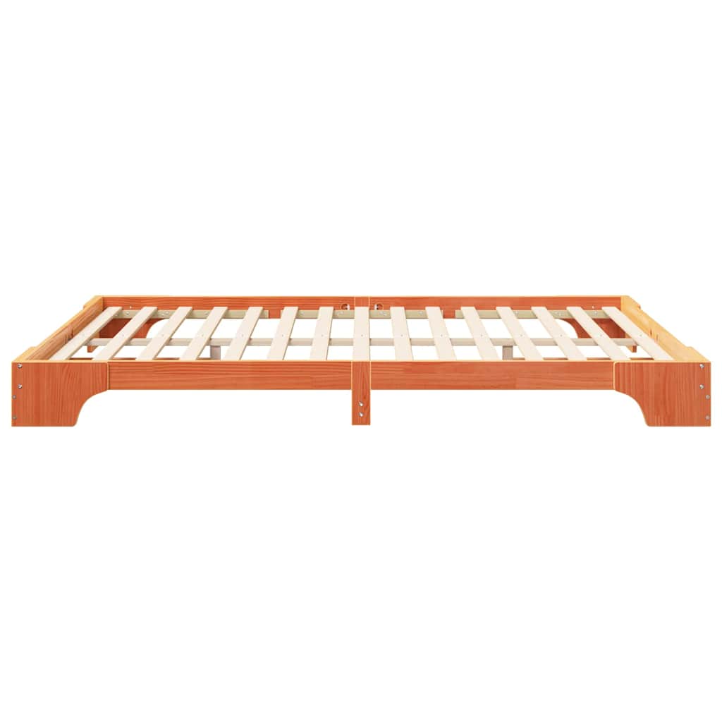 Bodenbettgestell mit Speicher Braun 160 x 210 cm Massivholz